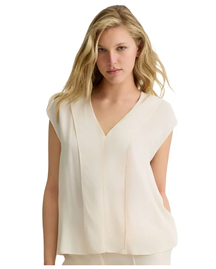 Top Donna color naturale scollo a V WA5098T2578|LIU JO Top Donna color naturale scollo a V WA5098T2578|LIU JO