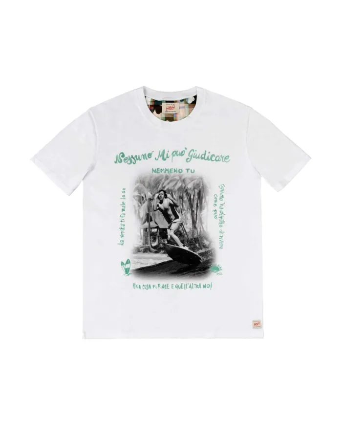 T-shirt Uomo bianca in cotone con stampa BLAWY VR0332|BOB T-shirt Uomo bianca in cotone con stampa BLAWY VR0332|BOB