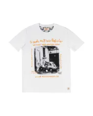 T-shirt Uomo bianca in cotone con stampa BLAWY VR0332|BOB