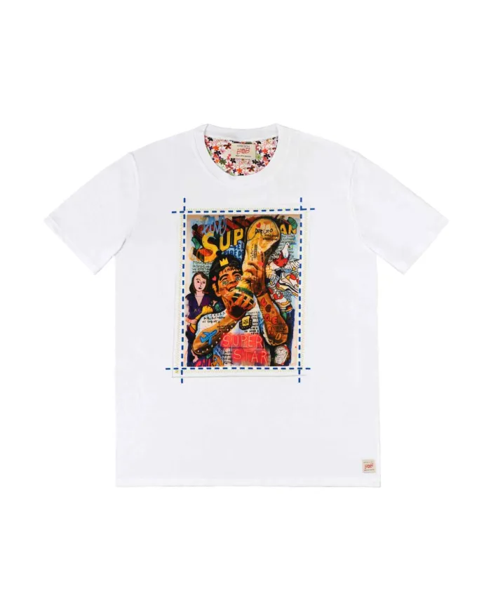 T-shirt Uomo bianca con stampa ricamata MARDONA ICON VR0344|BOB T-shirt Uomo bianca con stampa ricamata MARDONA ICON VR0344|BOB
