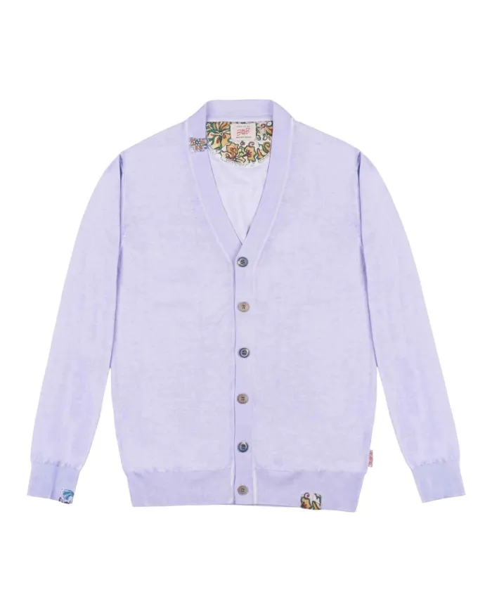 Cardigan Uomo lilla in cotone LEND|BOB Cardigan Uomo lilla in cotone LEND|BOB