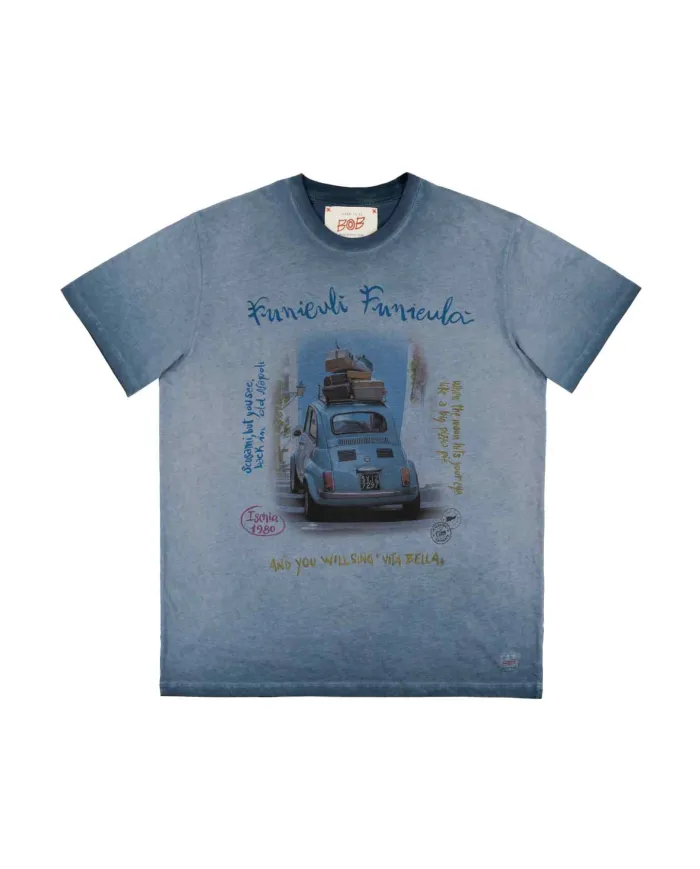 T-shirt Uomo blu in cotone con stampa PHOTOS VR0300|BOB T-shirt Uomo blu in cotone con stampa PHOTOS VR0300|BOB