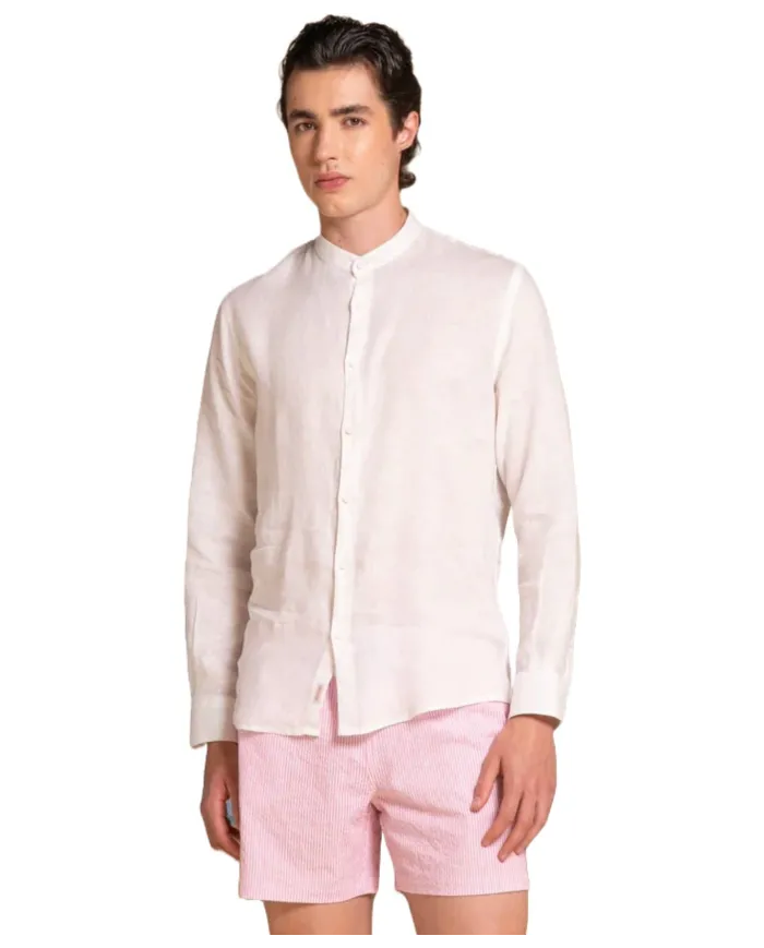 Camicia Uomo bianca in lino alla coreana LARS LIN|IMPURE Camicia Uomo bianca in lino alla coreana LARS LIN|IMPURE