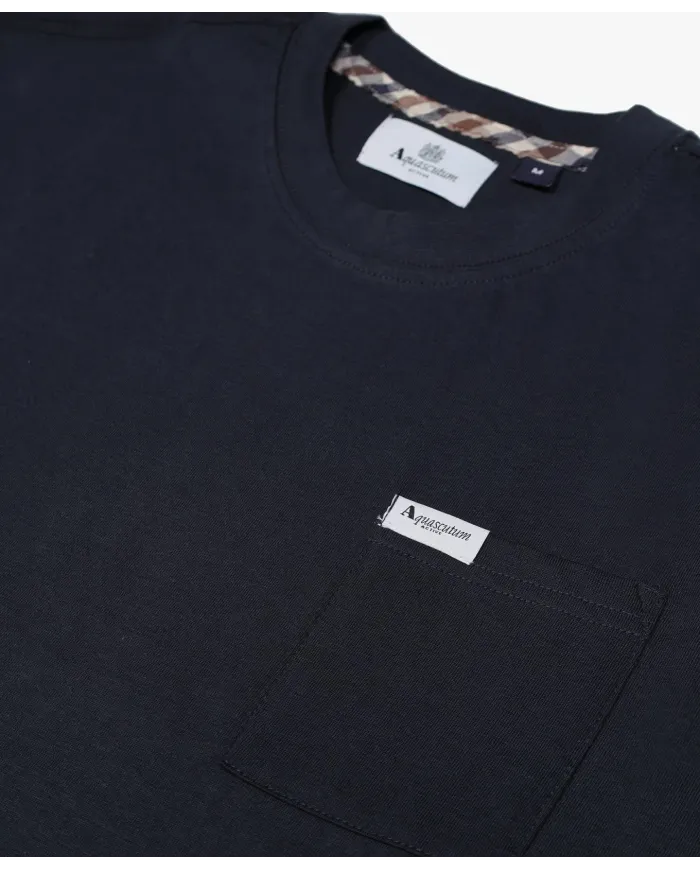 T-shirt Uomo blu in cotone con taschino AA_B005_TS006|AQUASCUTUM
