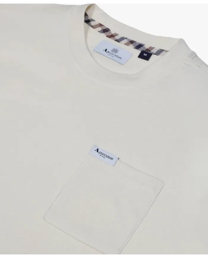 T-shirt Uomo bianco panna con taschino AA_B005_TS006|AQUASCUTUM