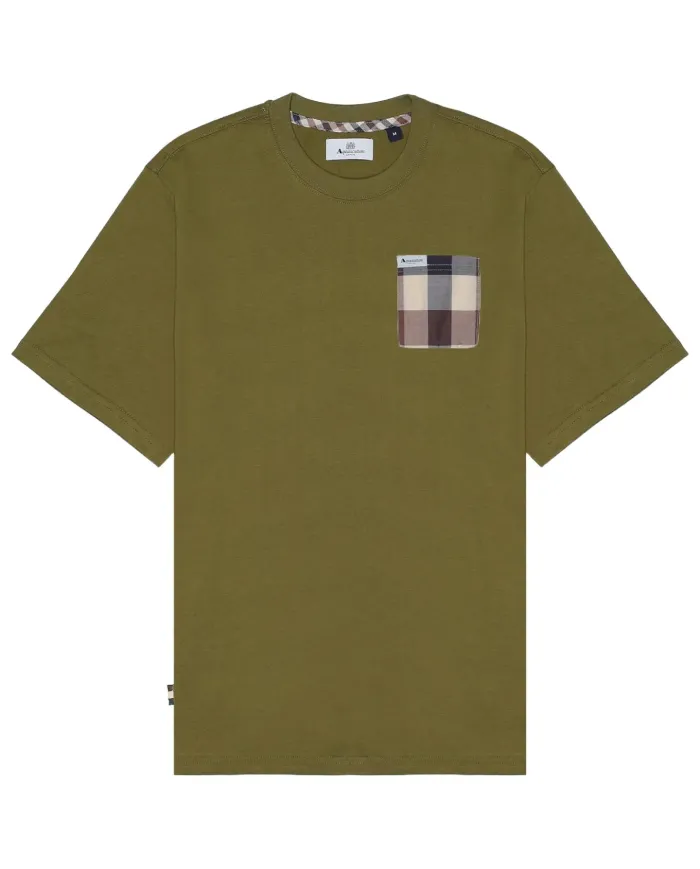 T-shirt Uomo verde militare con taschino a fantasia AA_B005_TS008|AQUASCUTUM T-shirt Uomo verde militare con taschino a fantasia AA_B005_TS008|AQUASCUTUM