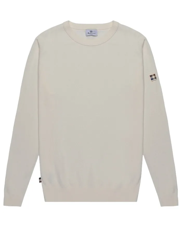 Maglia Uomo bianco panna in cotone AA_B005_WO002|AQUASCUTUM Maglia Uomo bianco panna in cotone AA_B005_WO002|AQUASCUTUM