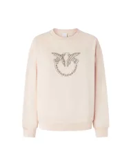 Felpa Donna rosa cipria con logo con pietre 100534 A2G8 NELLY|PINKO Felpa Donna rosa cipria con logo con pietre 100534 A2G8 NELLY|PINKO