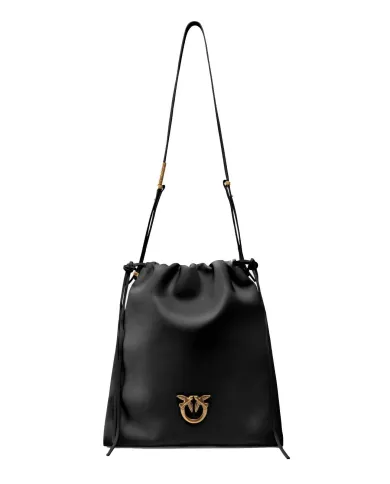 PINKO Borsa Donna 104359 A270 SLOUCHY PE 2025 pelle con chiusura ad coulisse Z99Q NERO-ANTIQUE GOLD PINKO Borsa Donna 104359 A270 SLOUCHY PE 2025 pelle con chiusura ad coulisse Z99Q NERO-ANTIQUE GOLD