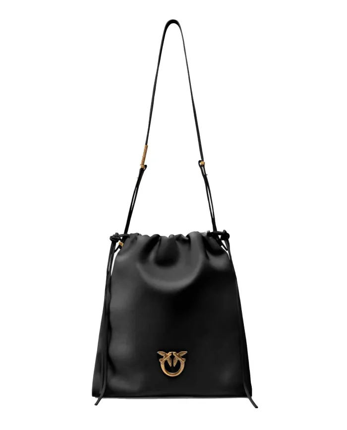 PINKO Borsa Donna 104359 A270 SLOUCHY PE 2025 pelle con chiusura ad coulisse Z99Q NERO-ANTIQUE GOLD PINKO Borsa Donna 104359 A270 SLOUCHY PE 2025 pelle con chiusura ad coulisse Z99Q NERO-ANTIQUE GOLD