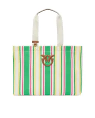 Borsa Donna rigata misura media 104754 A2G5 SHOPPING BAG|PINKO