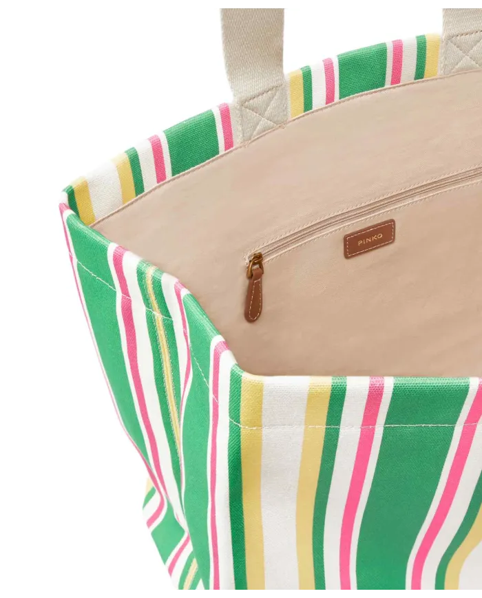 Borsa Donna rigata misura media 104754 A2G5 SHOPPING BAG|PINKO