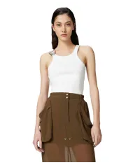 Canotta Donna bianca in cotone con fibbia 105082 A2JK CLAY|PINKO