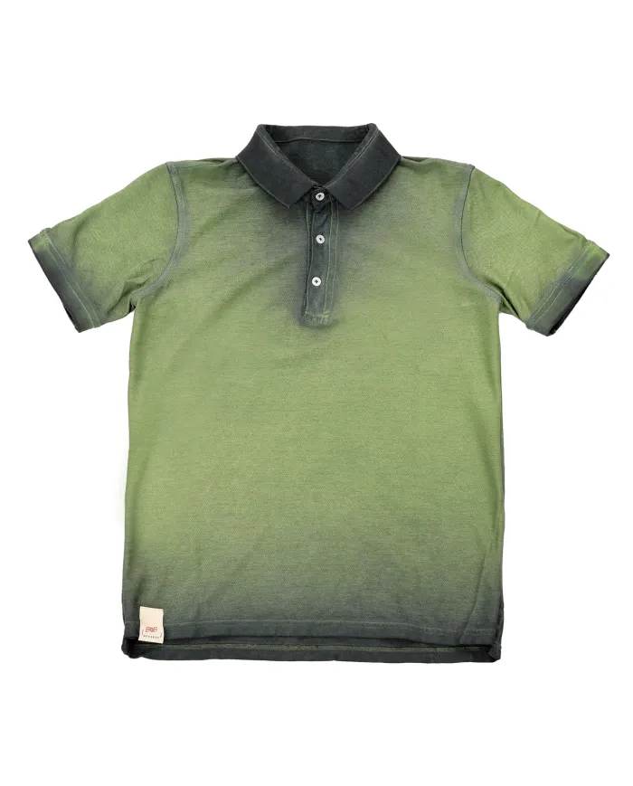 Polo Uomo verde/grigia in cotone DOUBLE|BOB Polo Uomo verde/grigia in cotone DOUBLE|BOB