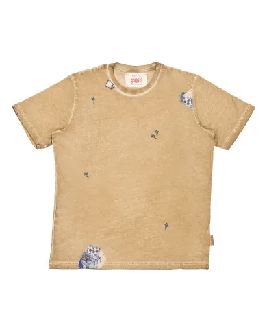 T-shirt Uomo sabbia con ricami EVEN R00471|BOB T-shirt Uomo sabbia con ricami EVEN R00471|BOB