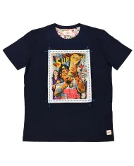 BOB T-shirt Uomo ICON VR0344 PE 2025 cotone regular con stampa 11 BLU