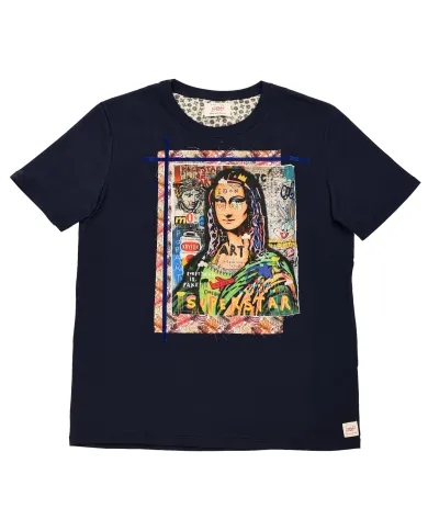 T-shirt Uomo blu con monnalisa ICON VR0345|BOB T-shirt Uomo blu con monnalisa ICON VR0345|BOB