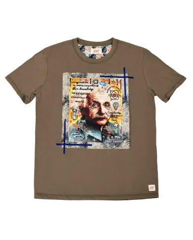 T-shirt Uomo marrone con EINSTEIN ICON VR0347|BOB T-shirt Uomo marrone con EINSTEIN ICON VR0347|BOB