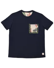 T-shirt Uomo blu con taschino a fantasia POCKET VR0337|BOB