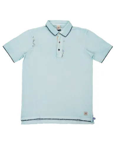Polo Uomo azzurra con ricami RICKY R00487|BOB Polo Uomo azzurra con ricami RICKY R00487|BOB