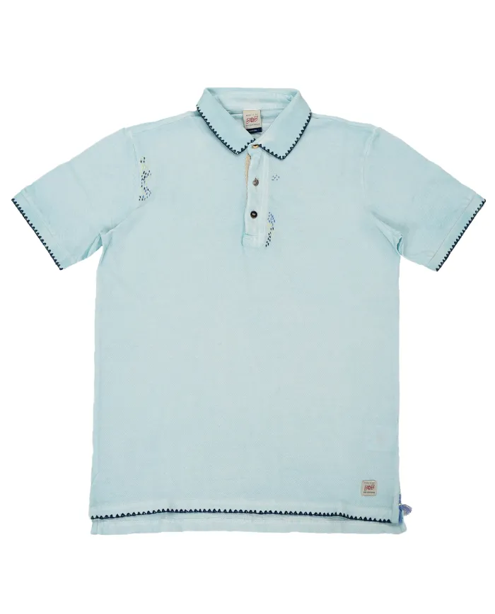 Polo Uomo azzurra con ricami RICKY R00487|BOB Polo Uomo azzurra con ricami RICKY R00487|BOB