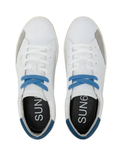 Sneakers Uomo banca/blu avio in pelle Z35140 STREET LEATHER|SUN68 Sneakers Uomo banca/blu avio in pelle Z35140 STREET LEATHER|SUN68