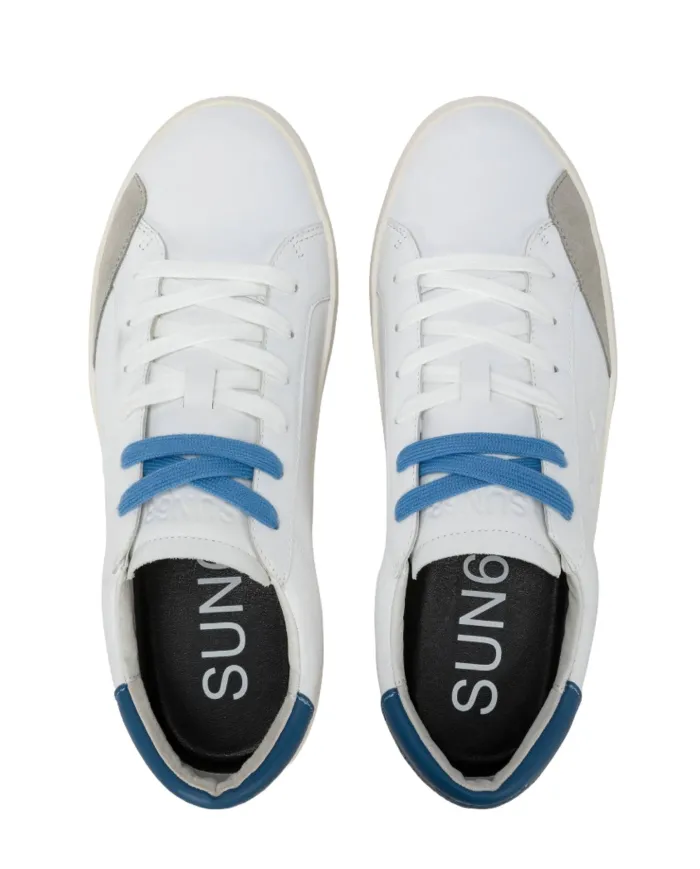 Sneakers Uomo banca/blu avio in pelle Z35140 STREET LEATHER|SUN68