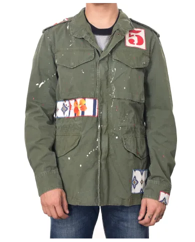 Field Jacket Uomo in cotone con patch applicate ARMY|BOB Field Jacket Uomo in cotone con patch applicate ARMY|BOB