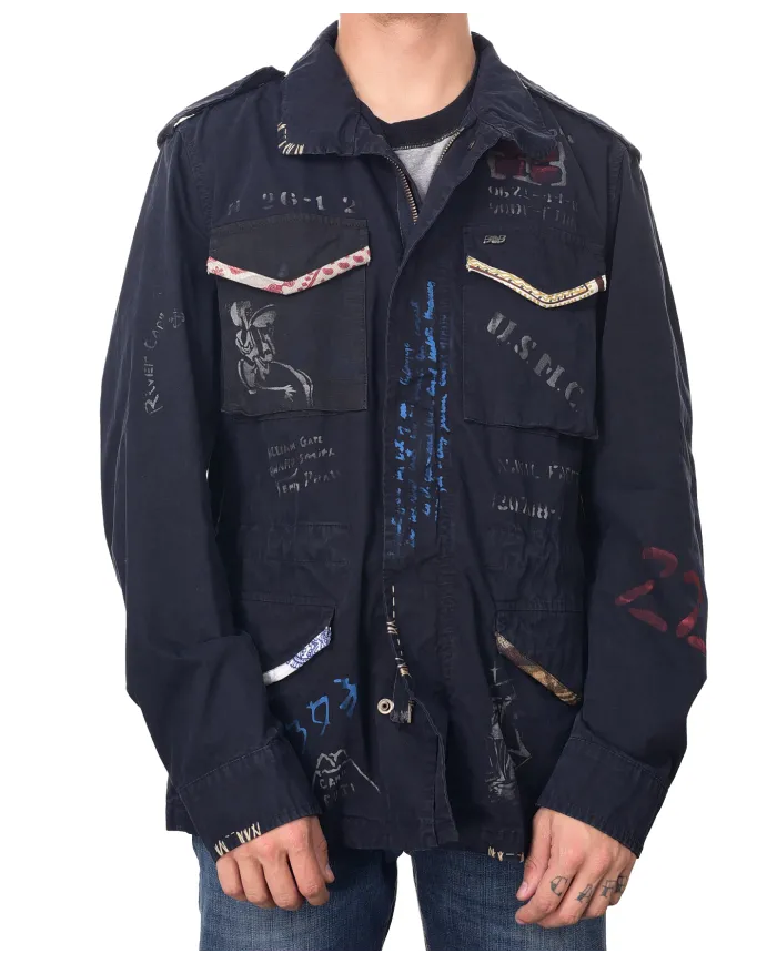 Field Jacket Uomo blu dipinta ARMY 400|BOB Field Jacket Uomo blu dipinta ARMY 400|BOB