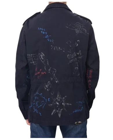 Field Jacket Uomo blu dipinta ARMY 400|BOB Field Jacket Uomo blu dipinta ARMY 400|BOB