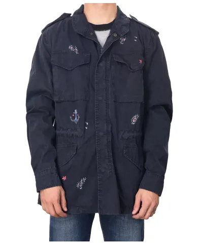 Field Jacket Uomo blu dipinta ARMY/N|BOB Field Jacket Uomo blu dipinta ARMY/N|BOB