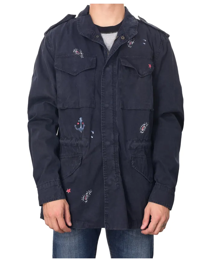 Field Jacket Uomo blu dipinta ARMY/N|BOB Field Jacket Uomo blu dipinta ARMY/N|BOB