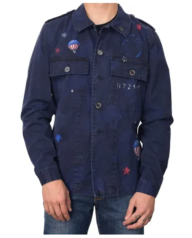 BOB Giacca Uomo FIX-M218 P-EE cotone slim con dettagli dipinti a mano 02 NAVY BOB Giacca Uomo FIX-M218 P-EE cotone slim con dettagli dipinti a mano 02 NAVY