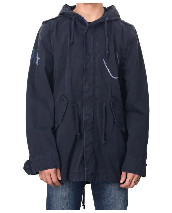 Parka Uomo blu con cappuccio RAIN|BOB Parka Uomo blu con cappuccio RAIN|BOB