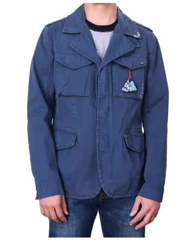 Field Jacket blu con ricami SEEK 218|BOB Field Jacket blu con ricami SEEK 218|BOB