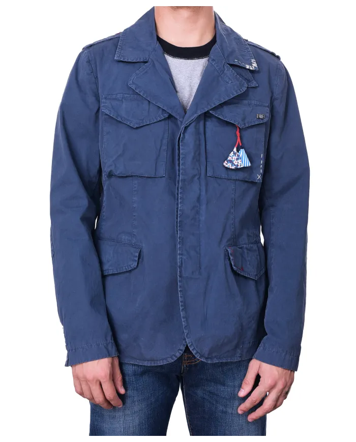 Field Jacket blu con ricami SEEK 218|BOB Field Jacket blu con ricami SEEK 218|BOB