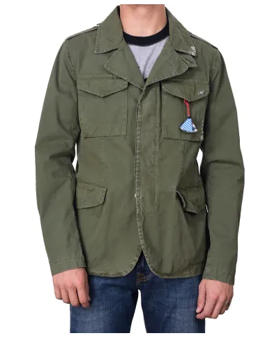 Field Jacket verde militare con ricami SEEK 218|BOB Field Jacket verde militare con ricami SEEK 218|BOB