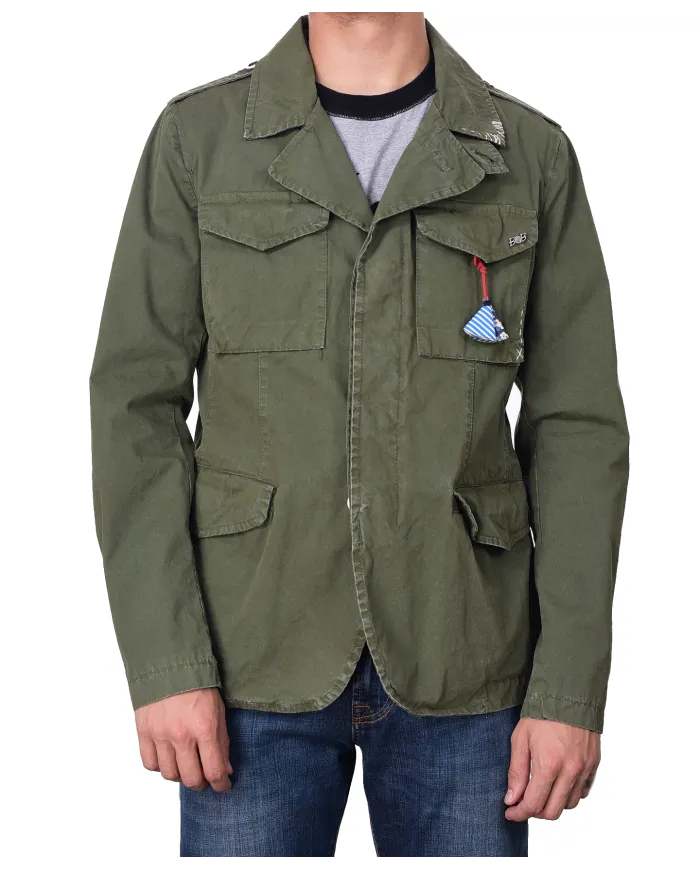 Field Jacket verde militare con ricami SEEK 218|BOB Field Jacket verde militare con ricami SEEK 218|BOB