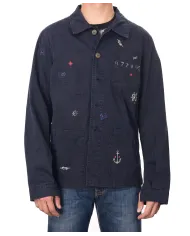 Field Jacket Uomo overshirt blu dipinta SHINE 218|BOB