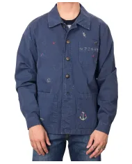 Field Jacket Uomo overshirt navi dipinta SHINE 218|BOB Field Jacket Uomo overshirt navi dipinta SHINE 218|BOB