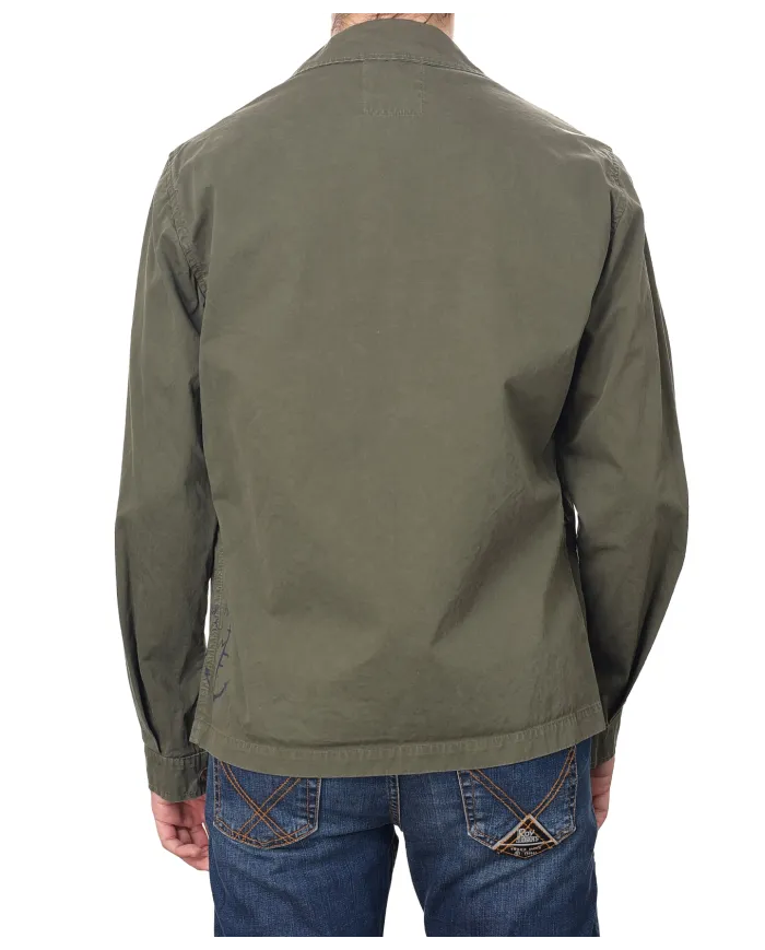 Field Jacket Uomo overshirt verde militare dipinta SHINE 218|BOB Field Jacket Uomo overshirt verde militare dipinta SHINE 218|BOB