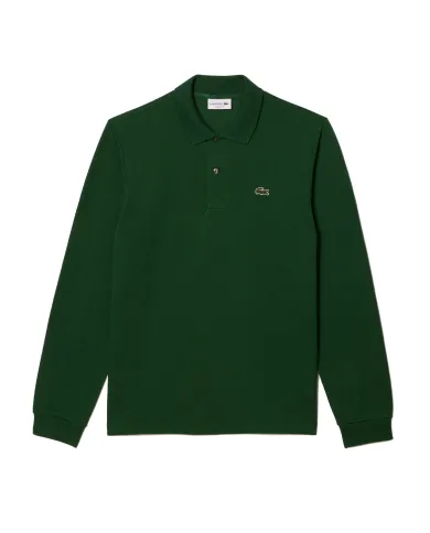 LACOSTE Polo Uomo L1312 AI 25/26 Classic Fit in cotone tinta unita con maniche lunghe 132 VERDE LACOSTE Polo Uomo L1312 AI 25/26 Classic Fit in cotone tinta unita con maniche lunghe 132 VERDE