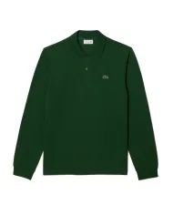 LACOSTE Polo Uomo L1312 AI 25/26 Classic Fit in cotone tinta unita con maniche lunghe 132 VERDE