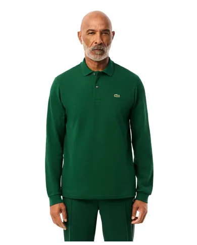LACOSTE Polo Uomo L1312 AI 25/26 Classic Fit in cotone tinta unita con maniche lunghe 132 VERDE LACOSTE Polo Uomo L1312 AI 25/26 Classic Fit in cotone tinta unita con maniche lunghe 132 VERDE
