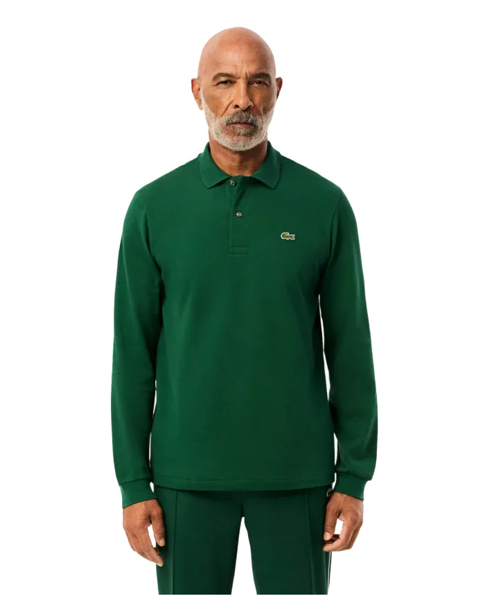 LACOSTE Polo Uomo L1312 AI 25/26 Classic Fit in cotone tinta unita con maniche lunghe 132 VERDE LACOSTE Polo Uomo L1312 AI 25/26 Classic Fit in cotone tinta unita con maniche lunghe 132 VERDE