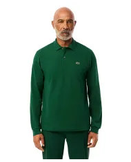 LACOSTE Polo Uomo L1312 AI 25/26 Classic Fit in cotone tinta unita con maniche lunghe 132 VERDE