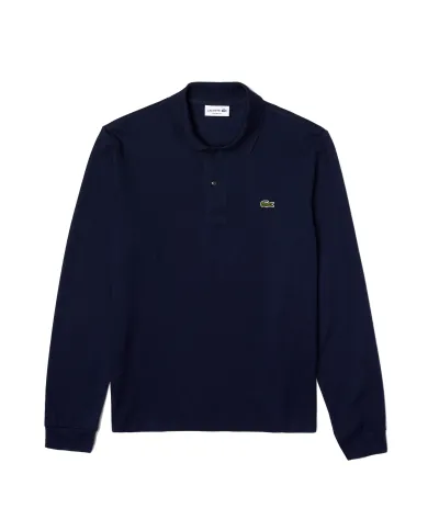 LACOSTE Polo Uomo L1312 AI 25/26 Classic Fit in cotone tinta unita con maniche lunghe 166 BLU NAVY LACOSTE Polo Uomo L1312 AI 25/26 Classic Fit in cotone tinta unita con maniche lunghe 166 BLU NAVY