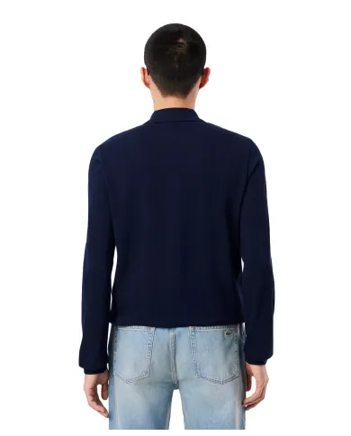 LACOSTE Polo Uomo L1312 AI 25/26 Classic Fit in cotone tinta unita con maniche lunghe 166 BLU NAVY LACOSTE Polo Uomo L1312 AI 25/26 Classic Fit in cotone tinta unita con maniche lunghe 166 BLU NAVY