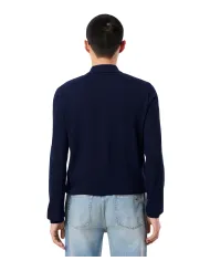 LACOSTE Polo Uomo L1312 AI 25/26 Classic Fit in cotone tinta unita con maniche lunghe 166 BLU NAVY