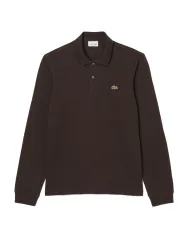 LACOSTE Polo Uomo L1312 AI 25/26 Classic Fit in cotone tinta unita con maniche lunghe SKB MARRONE